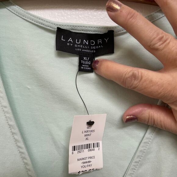 Laundry by Shelli Segal wrap top mint green Sz XL NWT - Picture 2 of 6